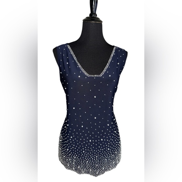 MSK Blue Sequin Sleeveless Tank Top PTP 23” - Picture 1 of 6